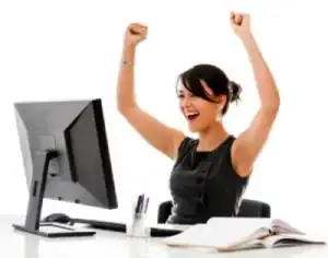 happy lady triumph